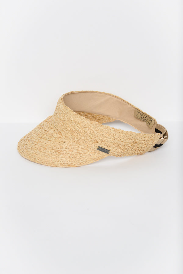 Noosa Natural Raffia Visor - Blue Bungalow