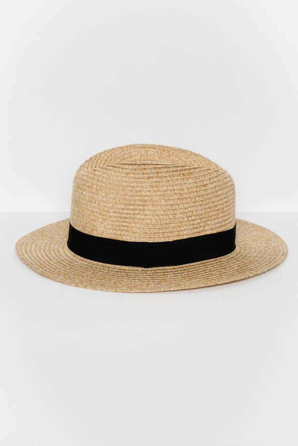 Natural Wide Brim Travel Fedora - Blue Bungalow image 2