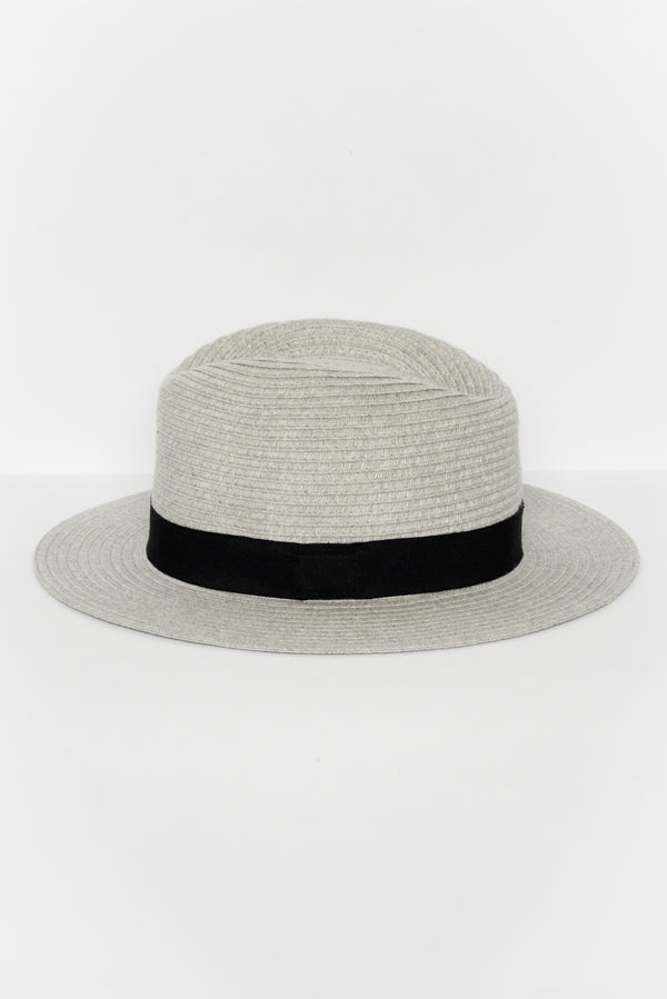 Grey Wide Brim Travel Fedora - Blue Bungalow