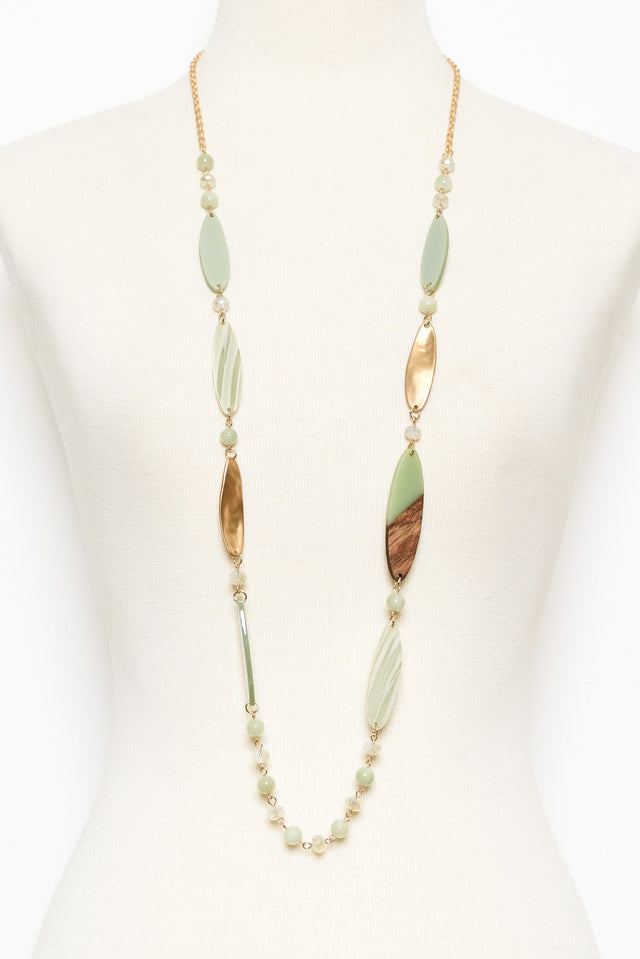 Aal Green Beaded Leaf Necklace image 2