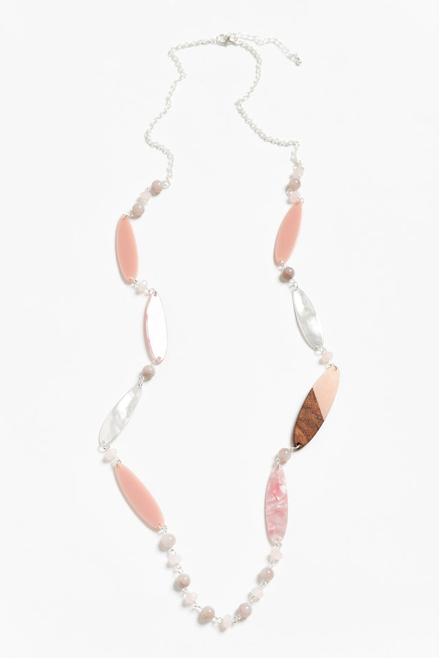 Aal Pink Beaded Leaf Necklace image 1