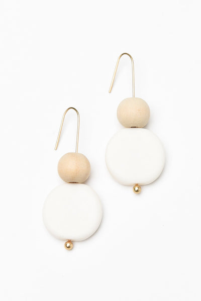 Adalee White Resin Disc Earrings