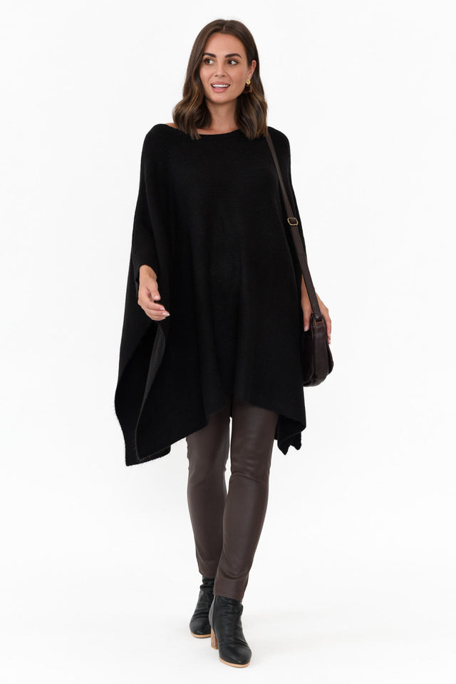 Addie Black Wool Blend Poncho image 5