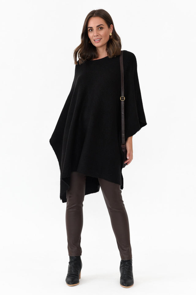 Addie Black Wool Blend Poncho image 2