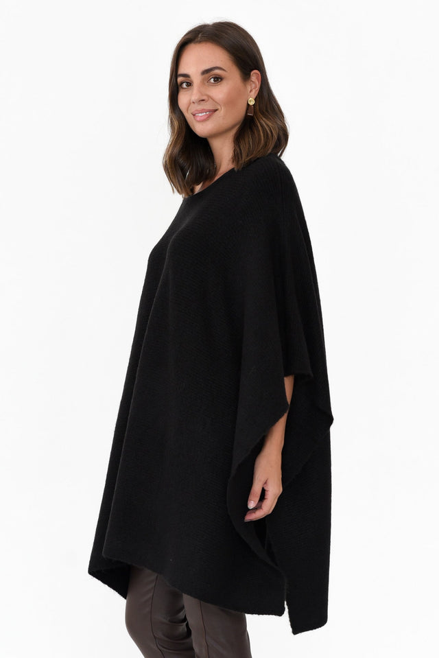 Addie Black Wool Blend Poncho image 3