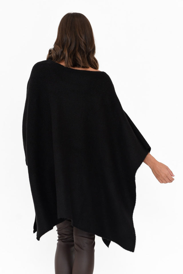 Addie Black Wool Blend Poncho image 4