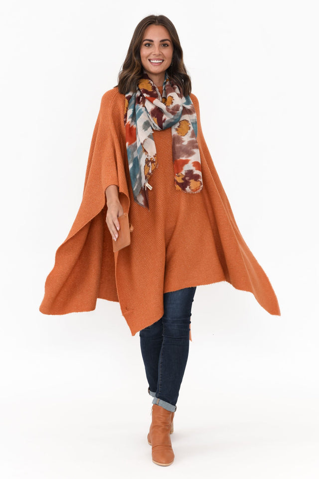 Addie Rust Wool Blend Poncho image 7