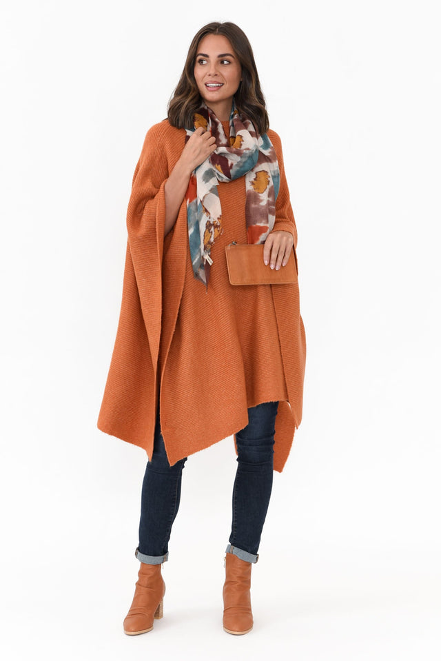 Addie Rust Wool Blend Poncho image 3