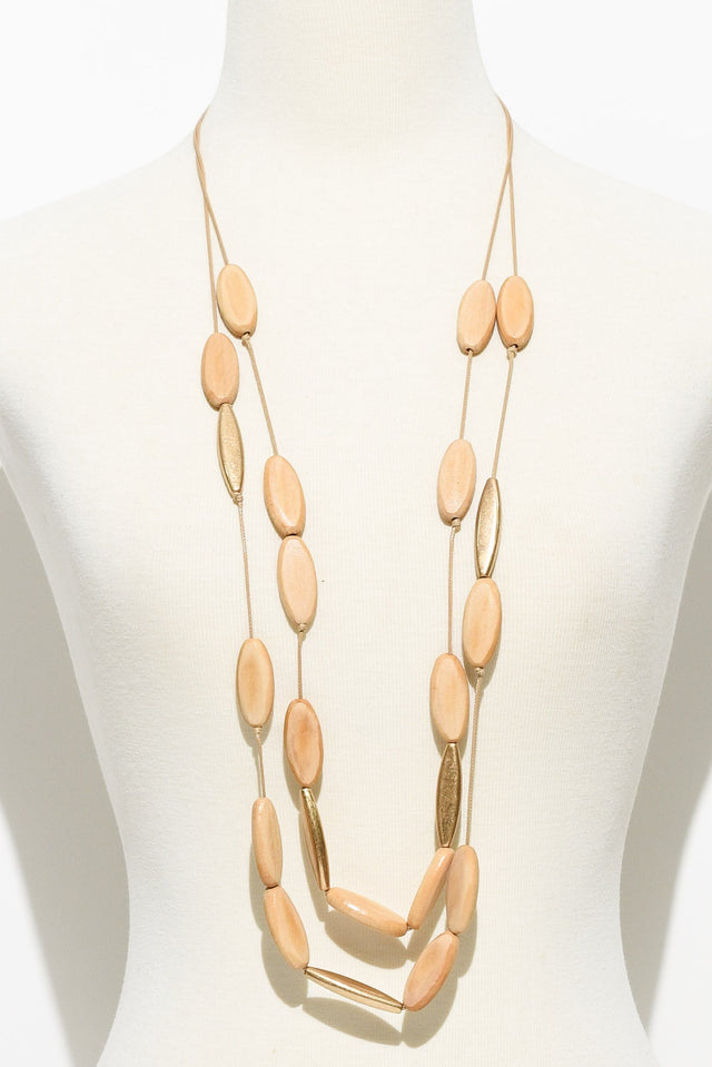 Adelai Natural Wooden Layered Necklace