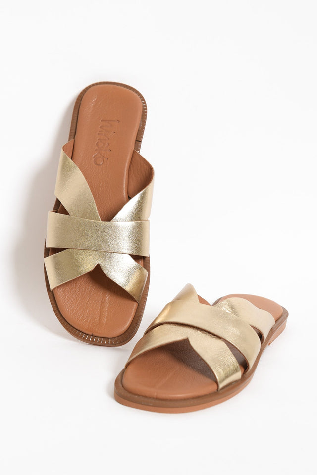 Adelaide Gold Leather Slide