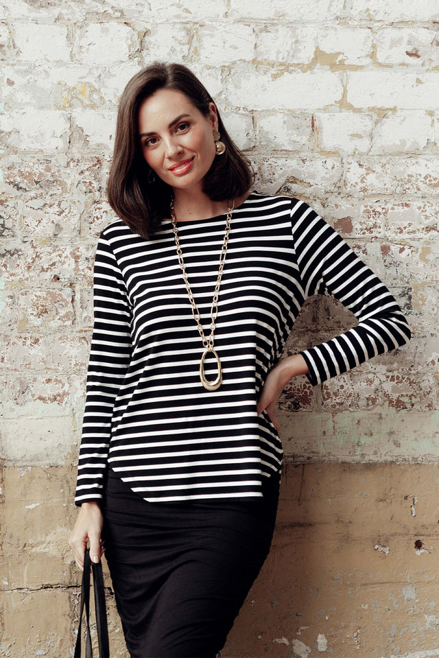 Adele Black Stripe Long Sleeve Bamboo Tee