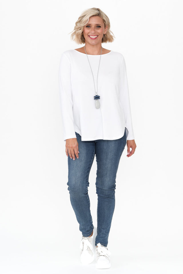 Adele White Long Sleeve Bamboo Tee