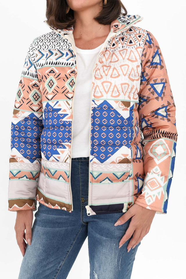 Adonis Pink Aztec Puffer Jacket image 5