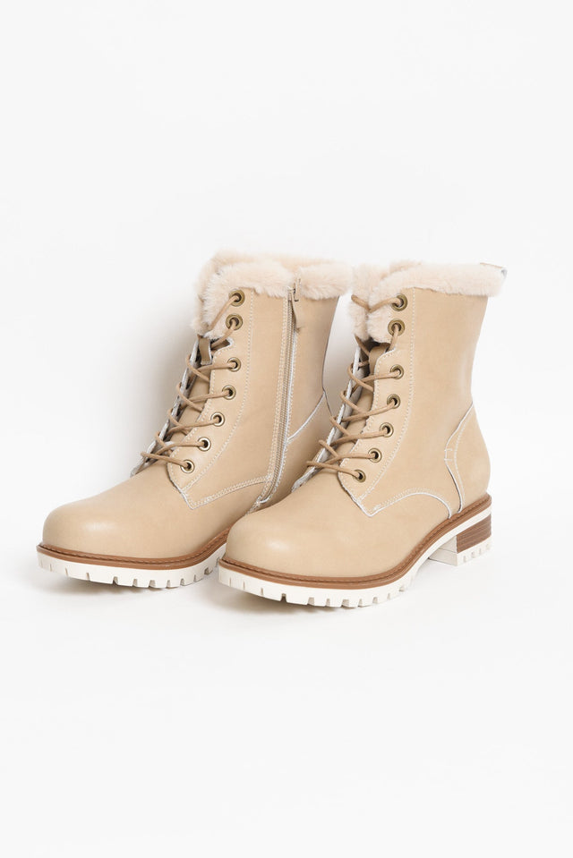 Ainslie Cream Leather Faux Fur Boot image 2