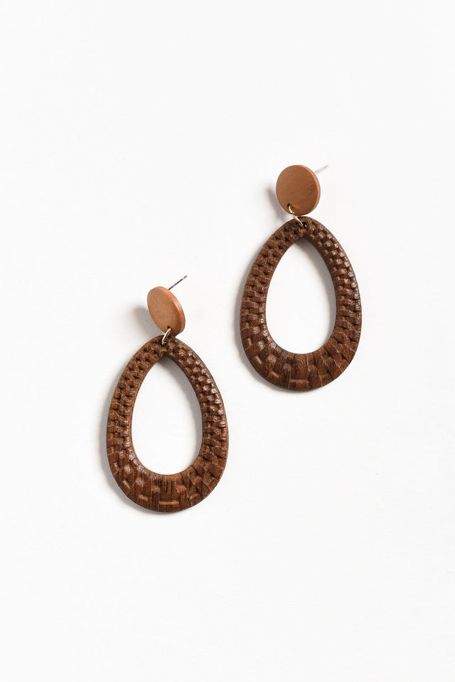 Aisling Brown Wood Teardrop Earrings