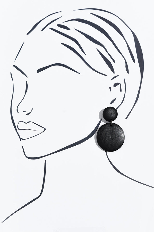 Akori Black Wood Circle Earrings