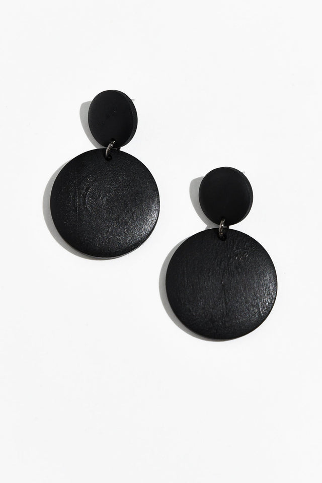 Akori Black Wood Circle Earrings