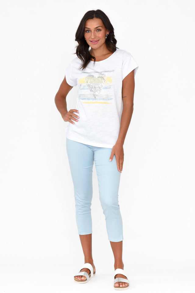 Alberta Yellow Cotton Sequin Tee