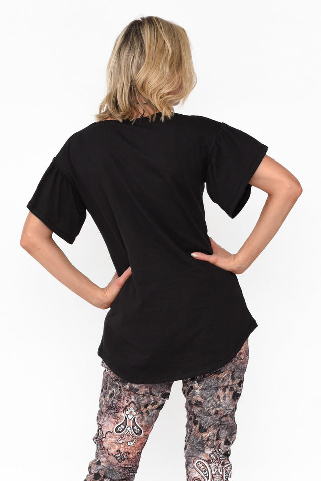 Alessia Black Cotton Blend Frill Top image 4