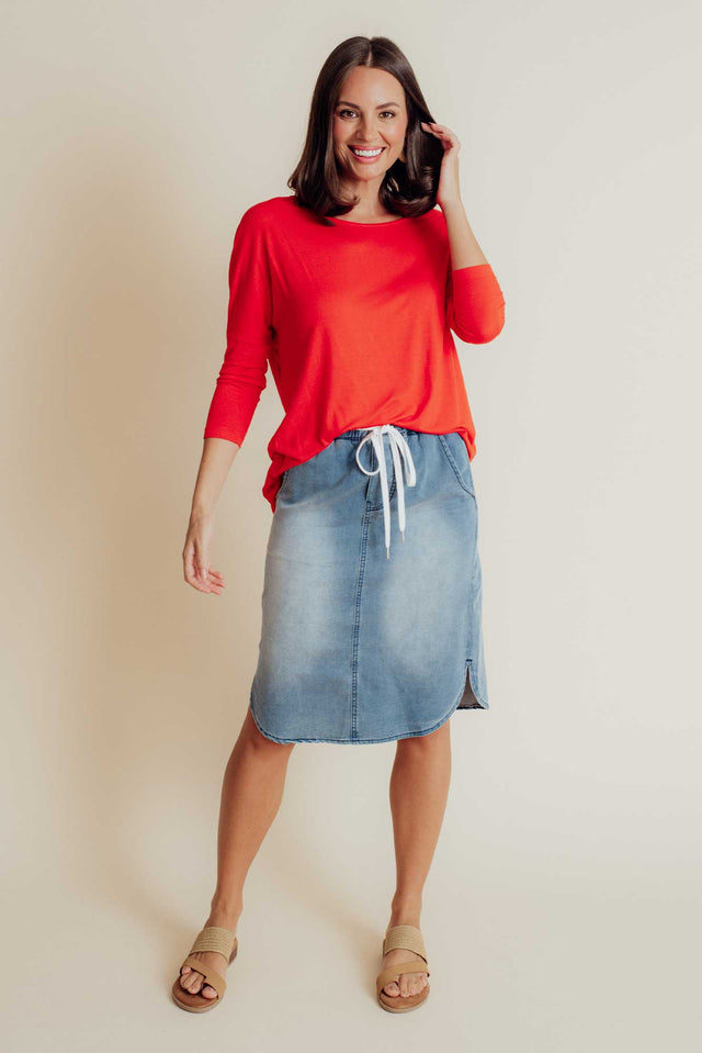 Alina Blue Denim Drawstring Skirt