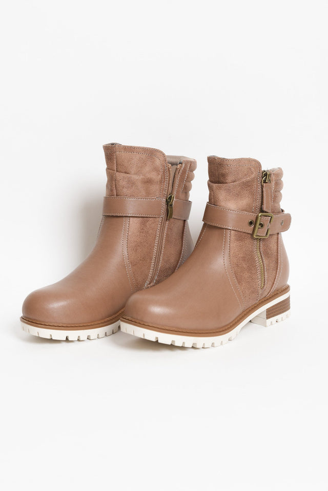 Alpha Taupe Leather Zip Boot