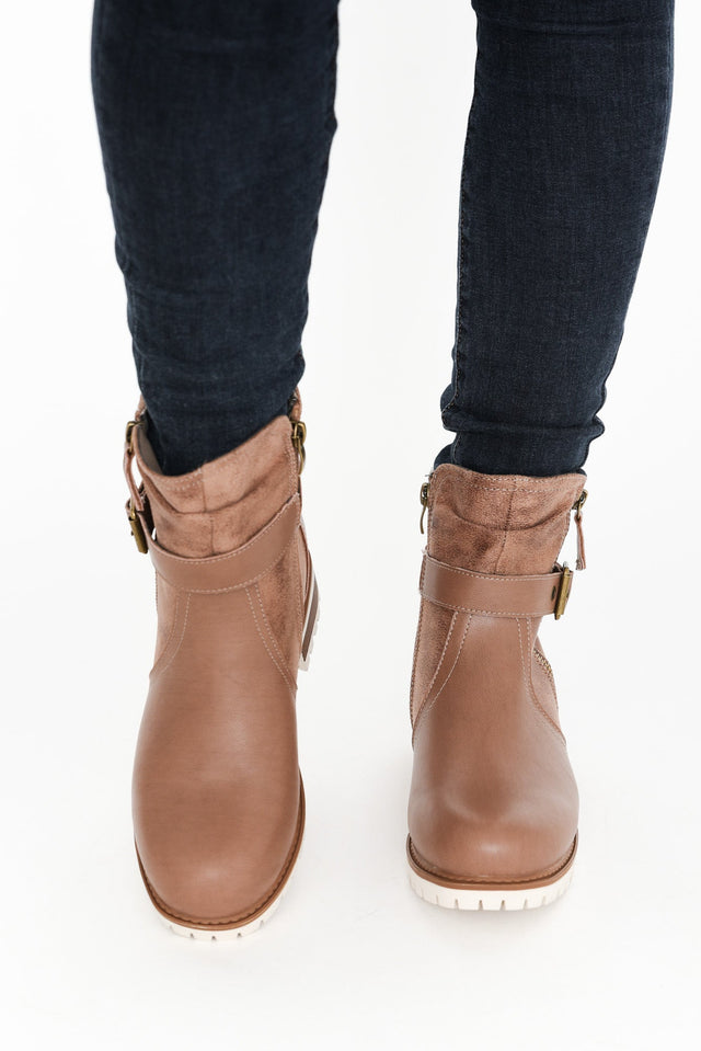 Alpha Taupe Leather Zip Boot image 3