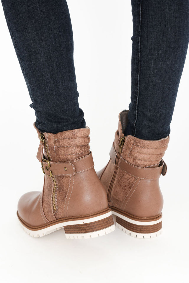 Alpha Taupe Leather Zip Boot image 5