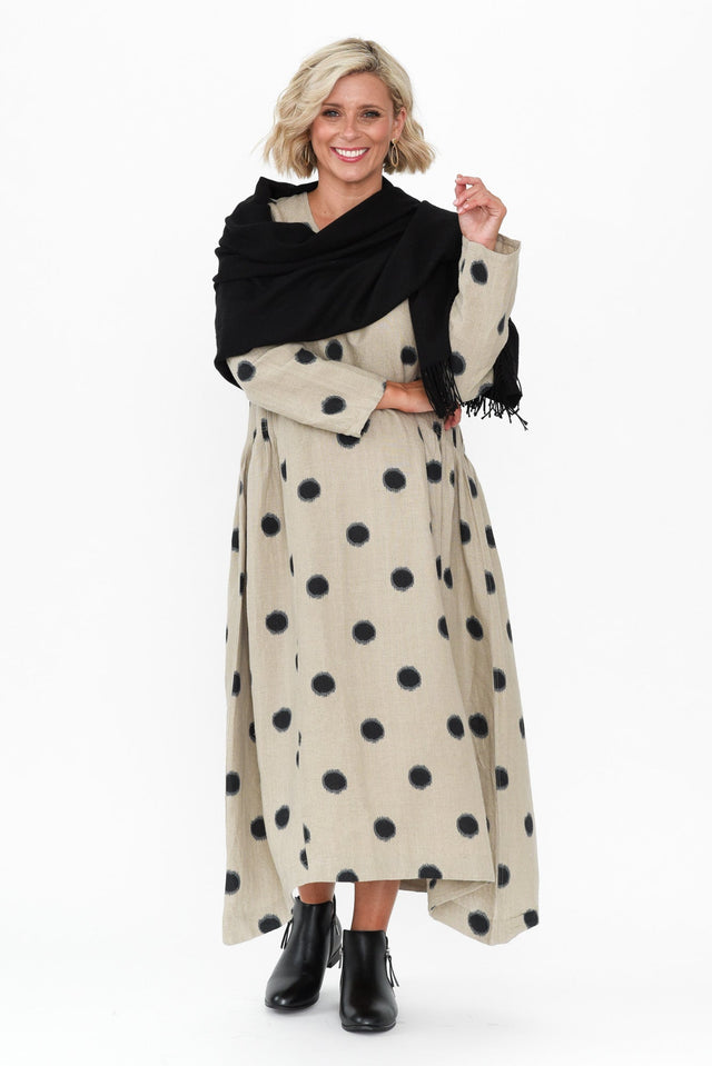 Alpine Navy Spot Cotton Linen Dress