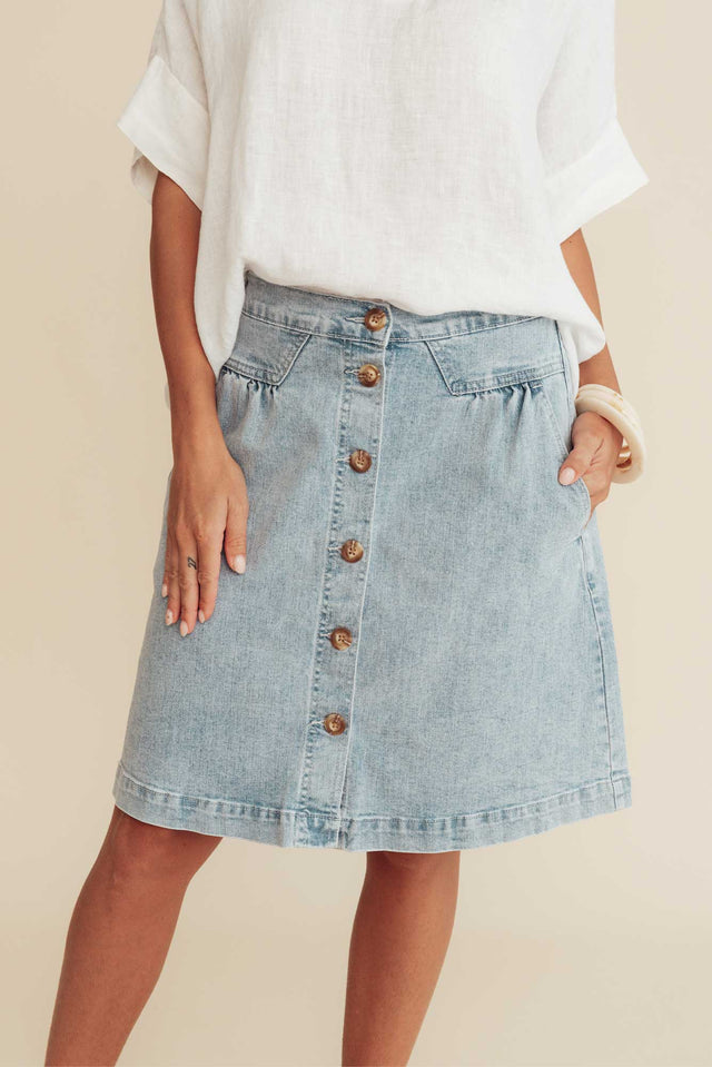 Amanda Vintage Blue Stretch Denim Skirt