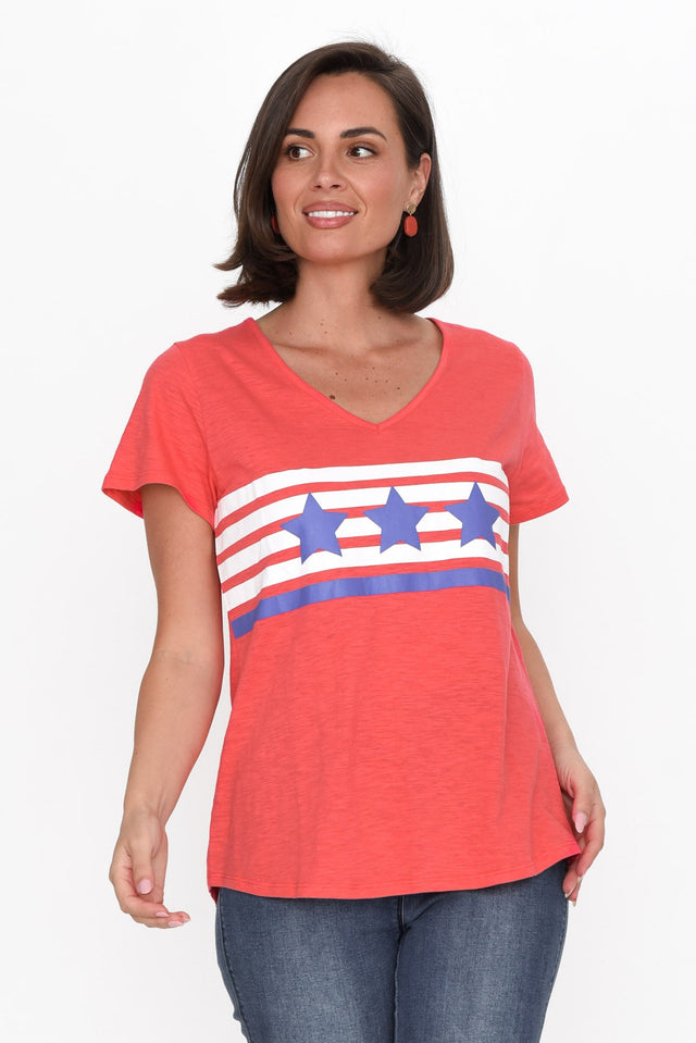 Amber Red Race Stripe Cotton Tee image 1