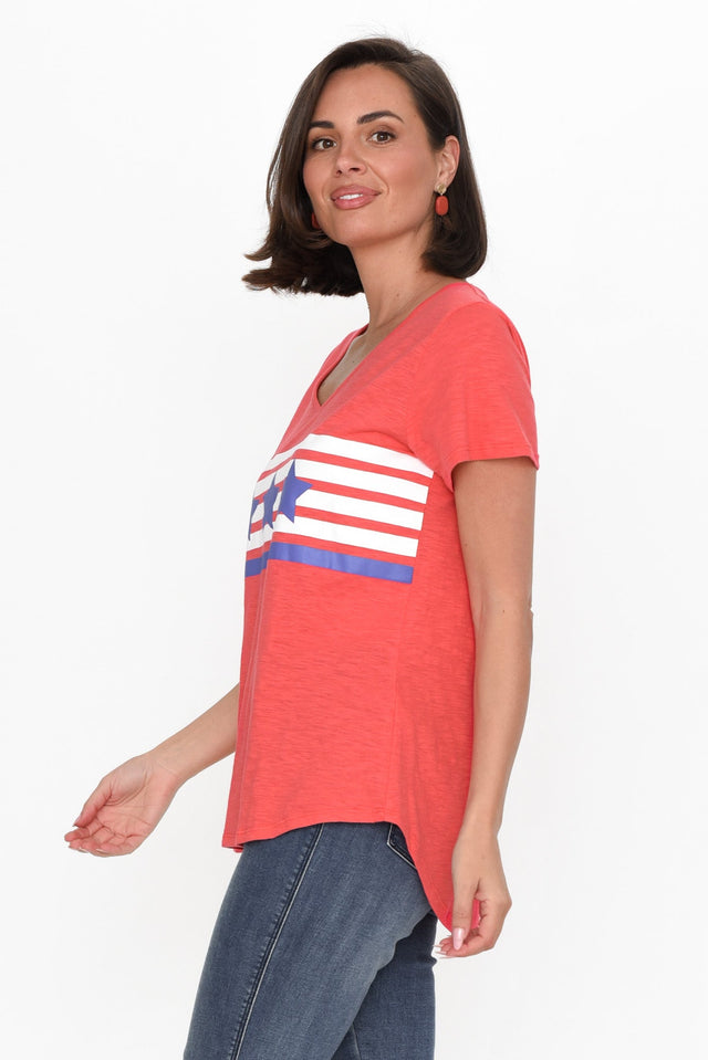 Amber Red Race Stripe Cotton Tee
