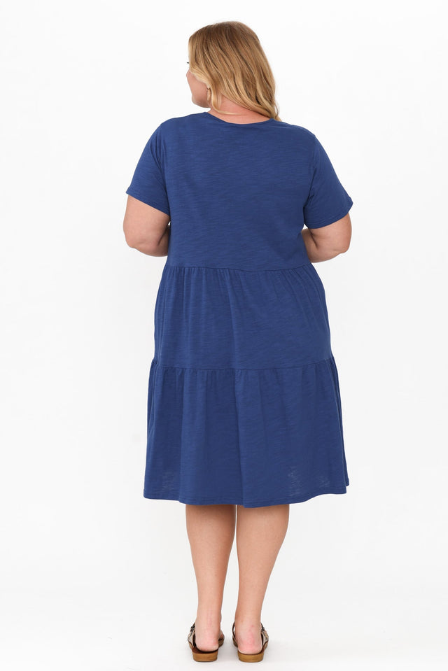 Ambrose Blue Cotton Slub Tier Dress image 9