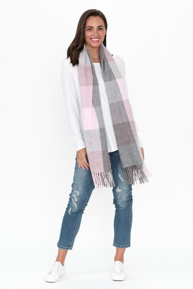 Amin Pink Check Tassel Scarf image 2