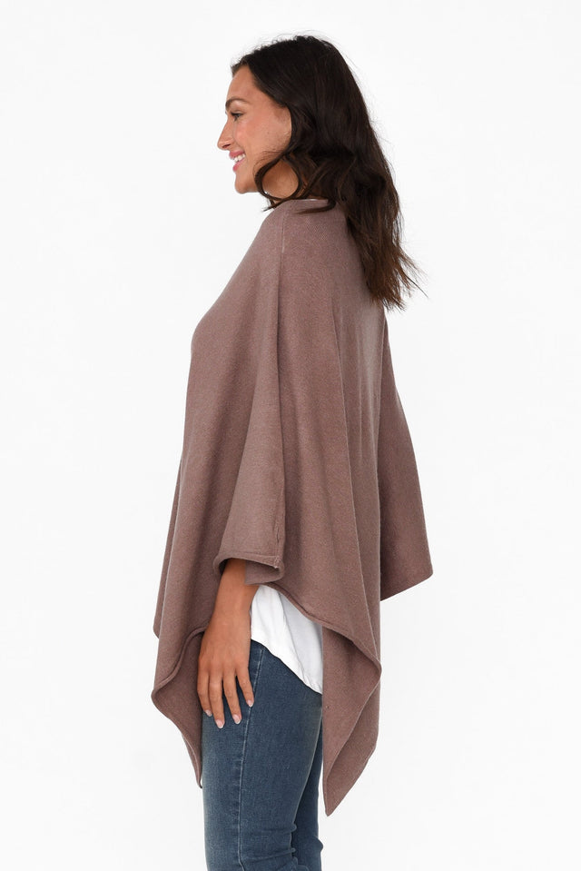 Amy Chocolate Wool Blend Poncho