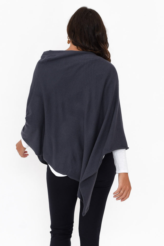 Amy Navy Wool Blend Poncho image 5