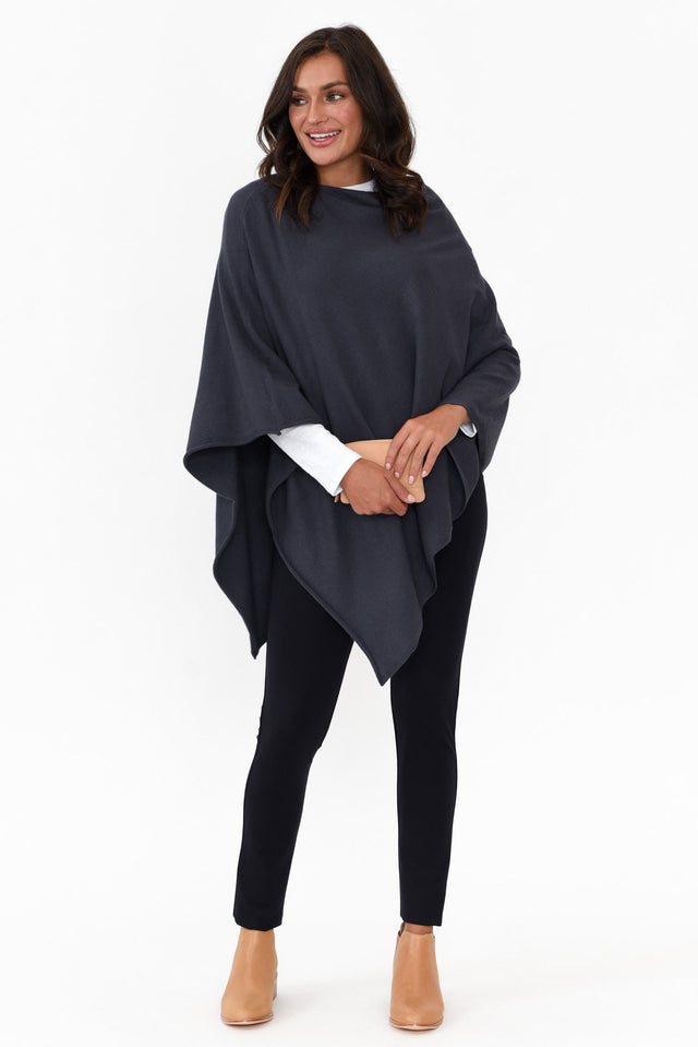 Amy Navy Wool Blend Poncho image 2