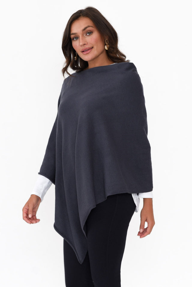 Amy Navy Wool Blend Poncho image 4