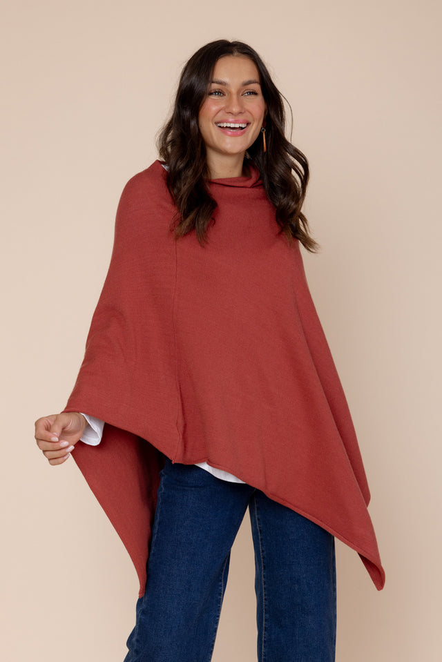 Amy Red Wool Blend Poncho