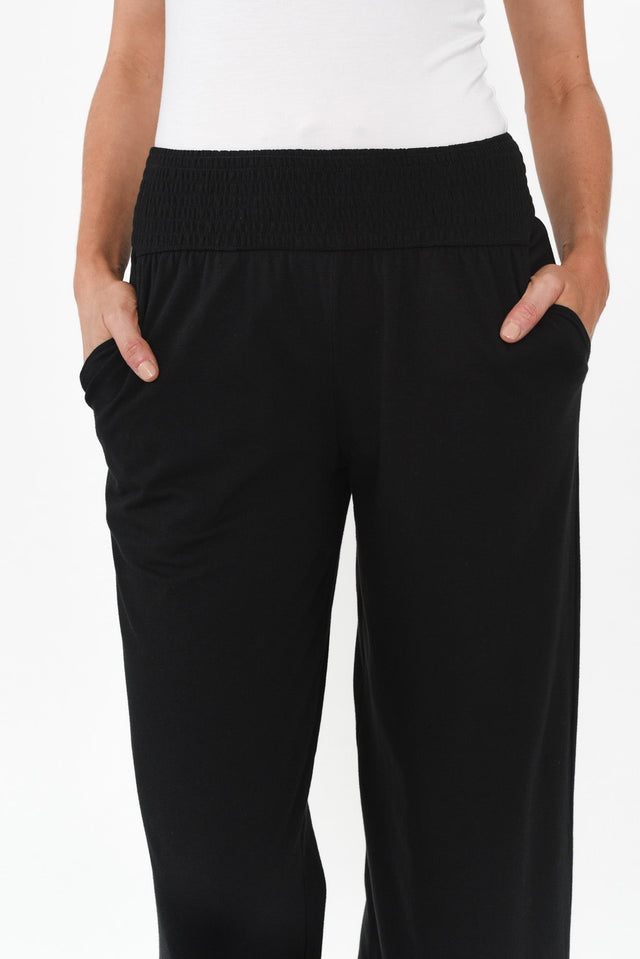 Angelica Black Cotton Shirred Pants image 8