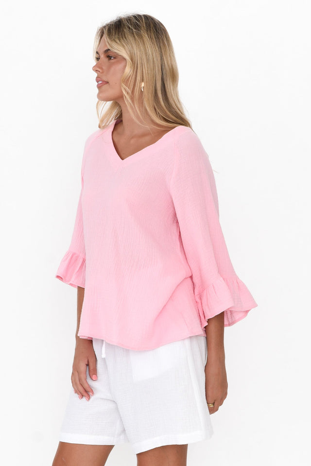 Anissa Pink Cotton Frill Top image 4
