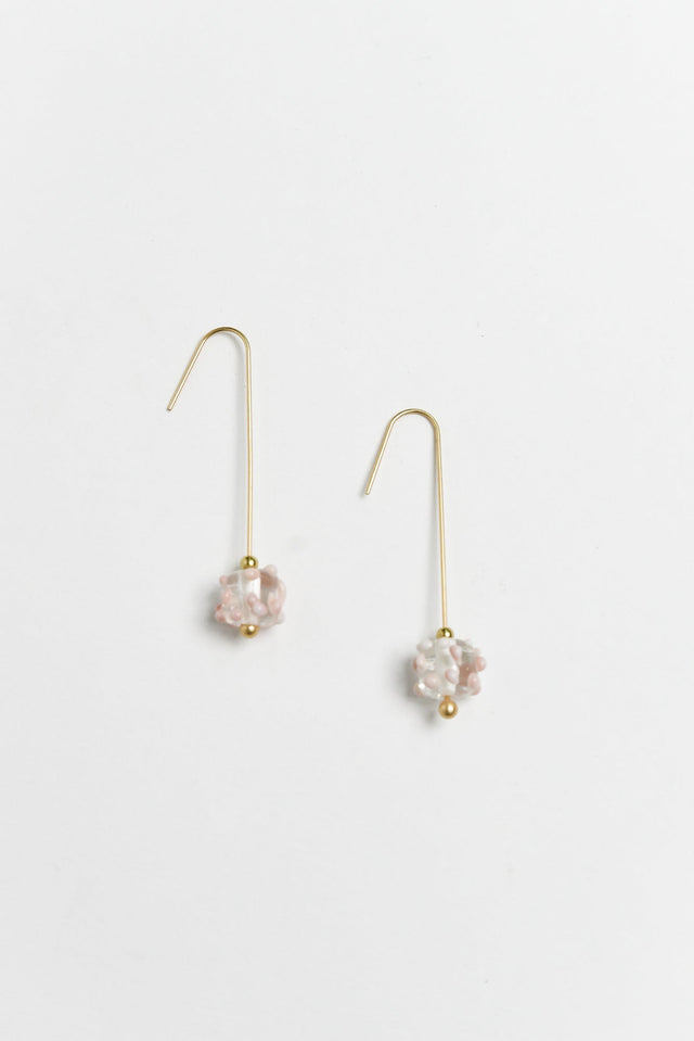 Anka Pink Dot Glass Hook Earrings image 1