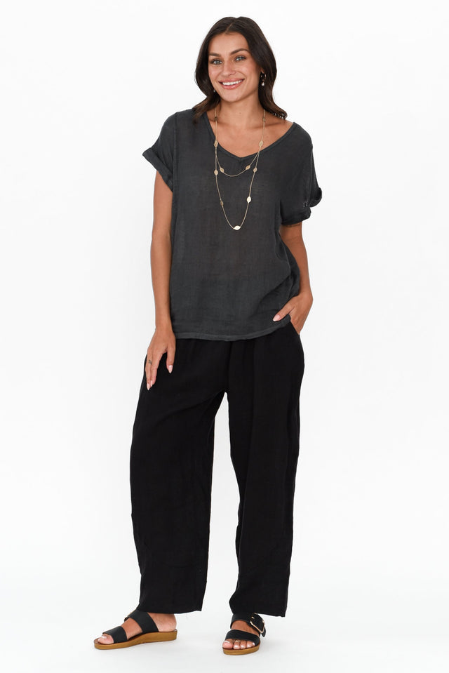 Anna Charcoal Linen Tee banner image