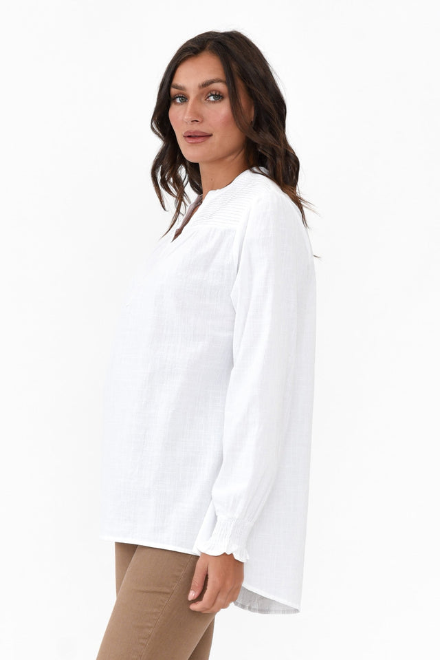 April White Cotton V Neck Top image 4