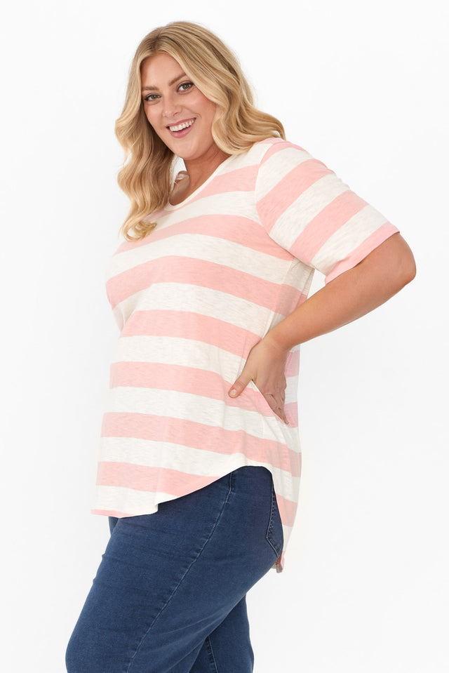 Ariana Pink Stripe Cotton Tee image 9