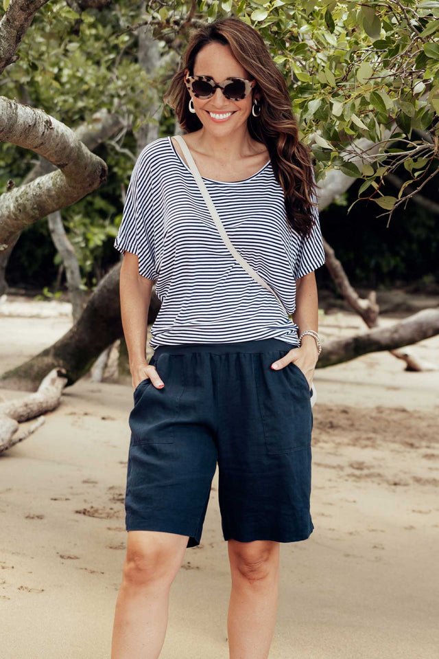 Aster Navy Linen Shorts image 1