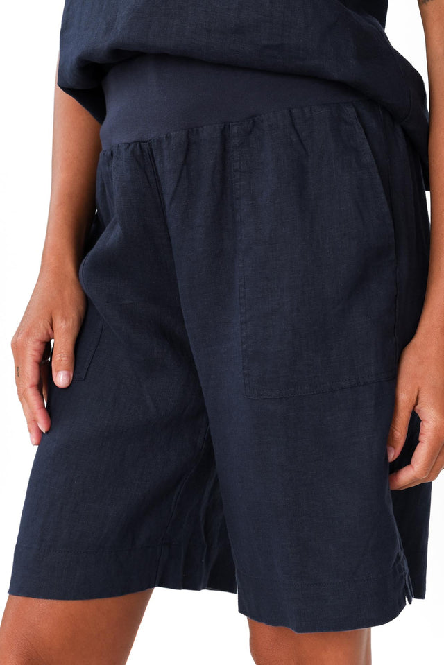 Aster Navy Linen Shorts image 5