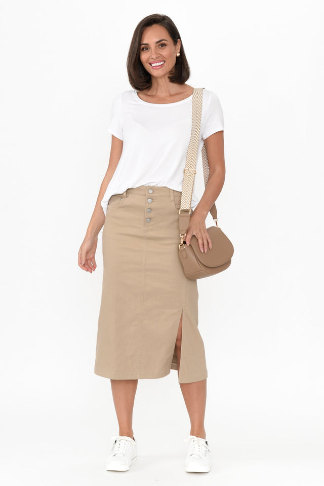 Astille Mocha Cotton Blend Skirt image 2