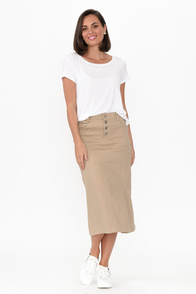 Astille Mocha Cotton Blend Skirt image 6