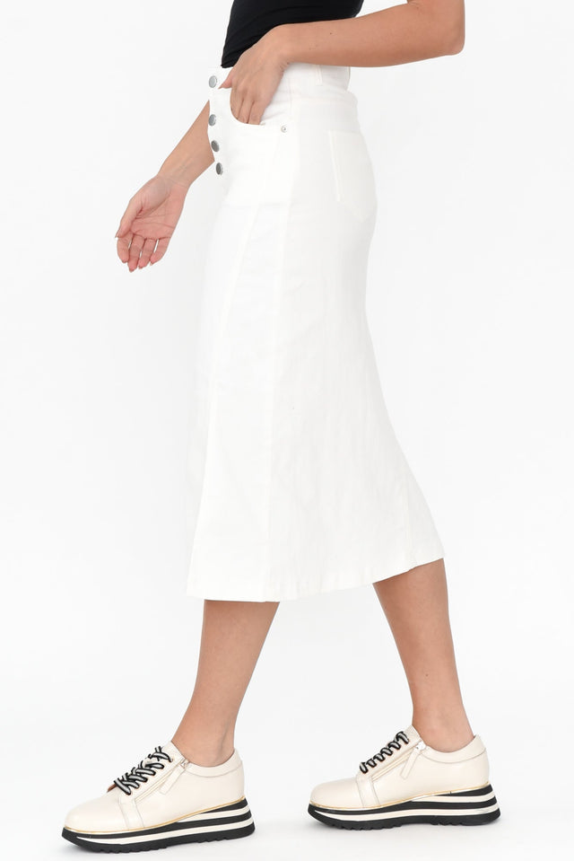 Astille White Cotton Blend Skirt