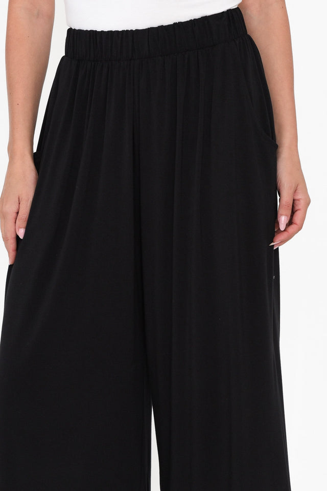 Astrid Black Bamboo Wide Leg Pants